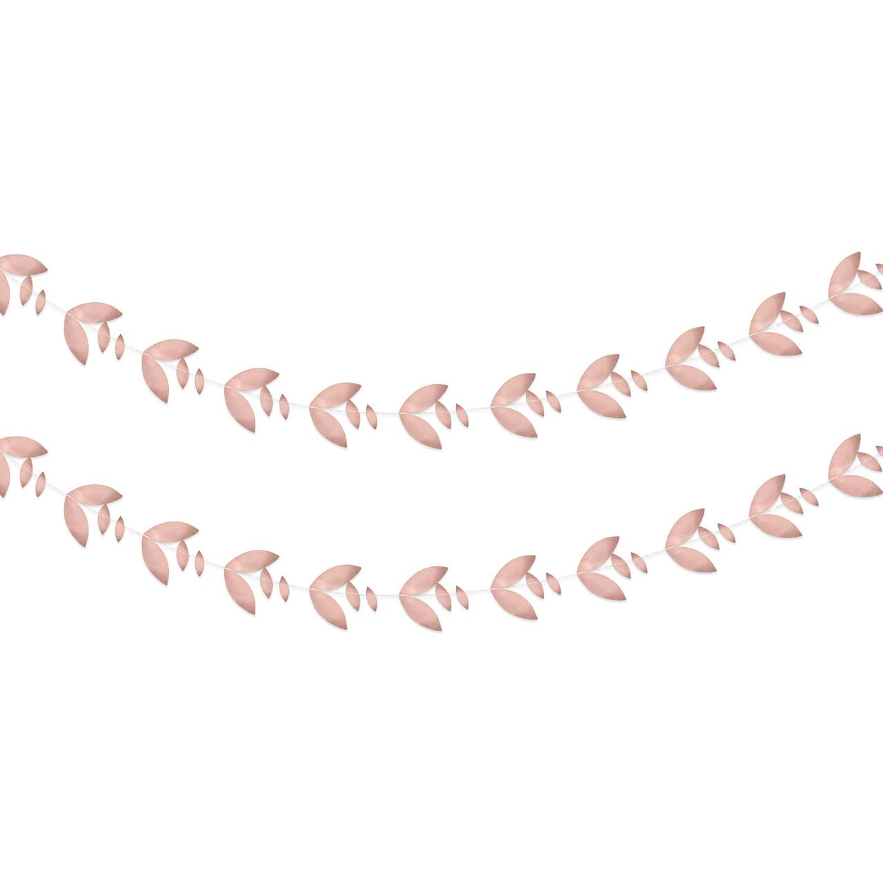 Beistle 11ft. Rose Gold Foil Leaves Garlands, 2ct.